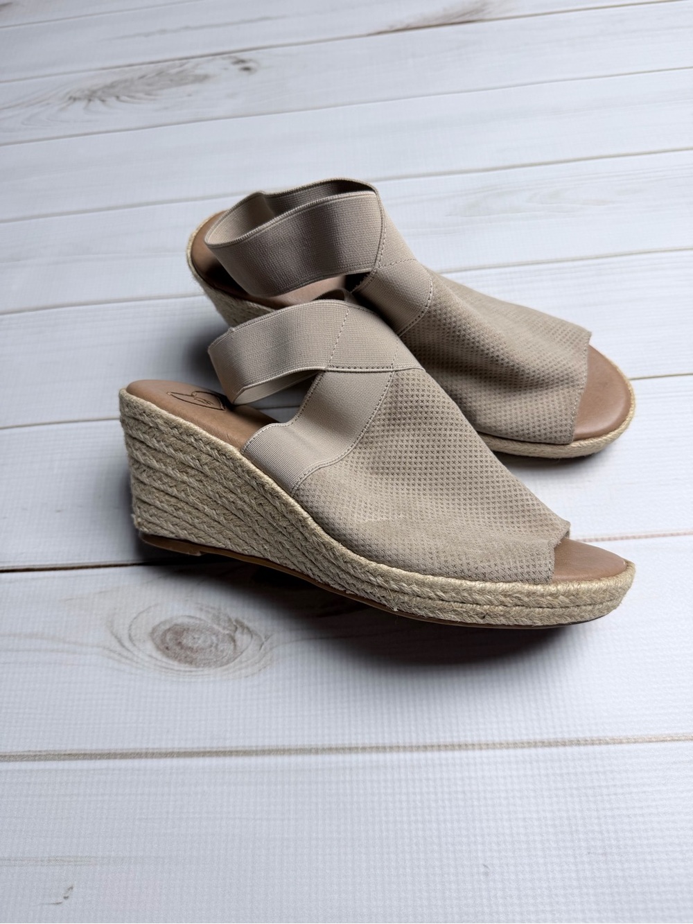 Madeline Taupe Beige Espadrille Wedge Sandals